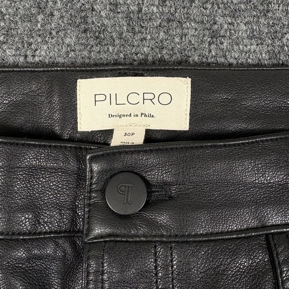 Pilcro Anthropologie Wide Leg Faux Leather Pants Black Women's Size 30P (30x26) - Picture 5 of 13